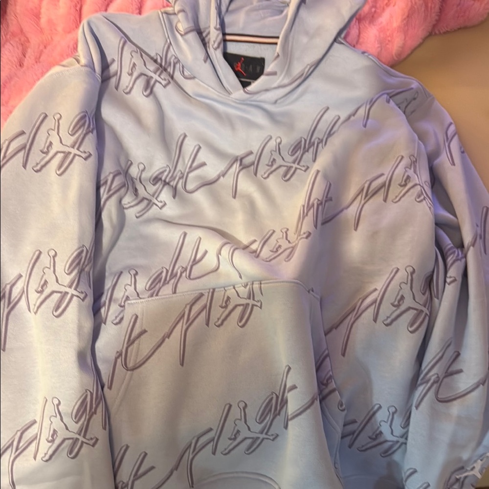 Jordan Light Blue Hoodie with Purple Script